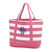 pink striped tote